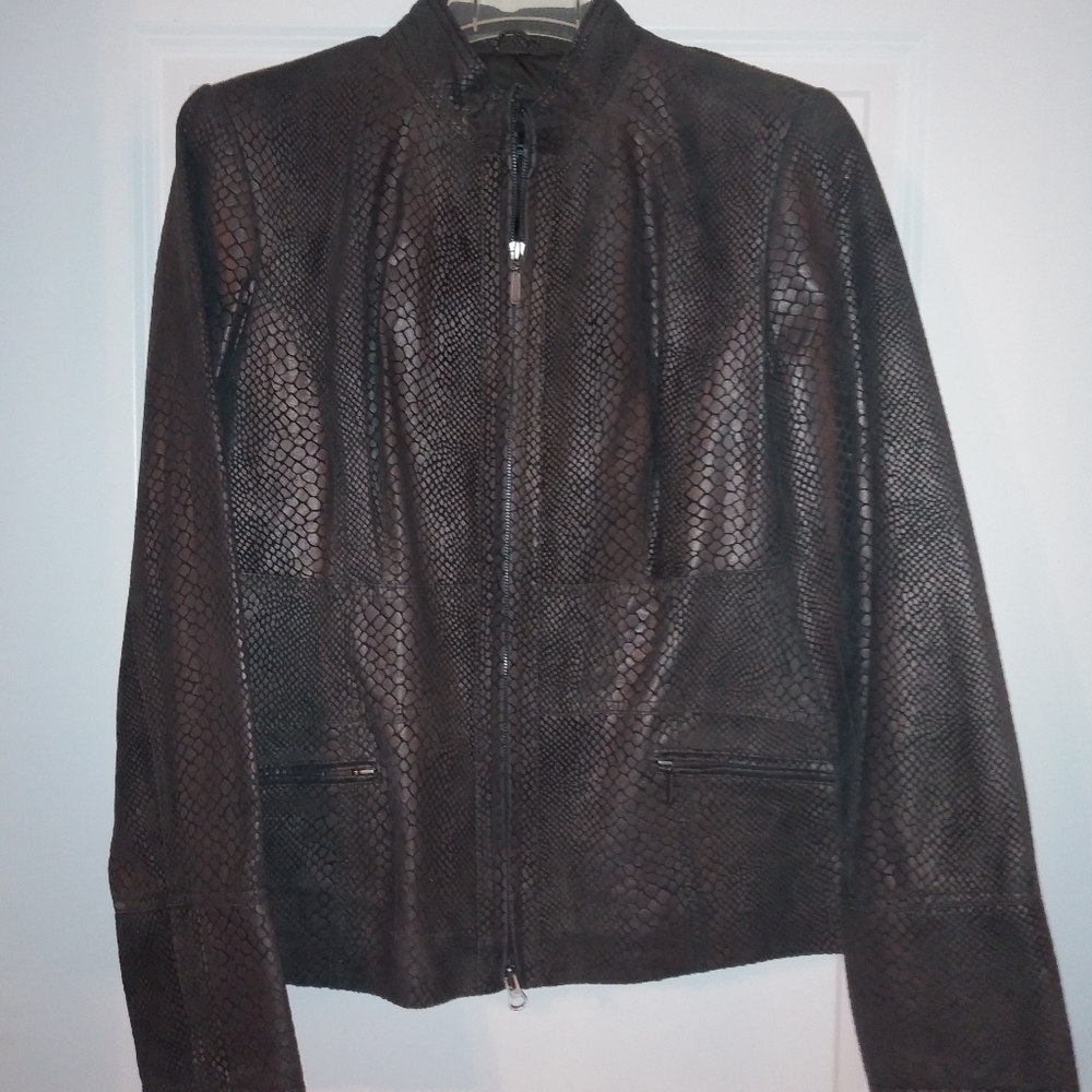 Alfani Leather Jacket Chocolate M